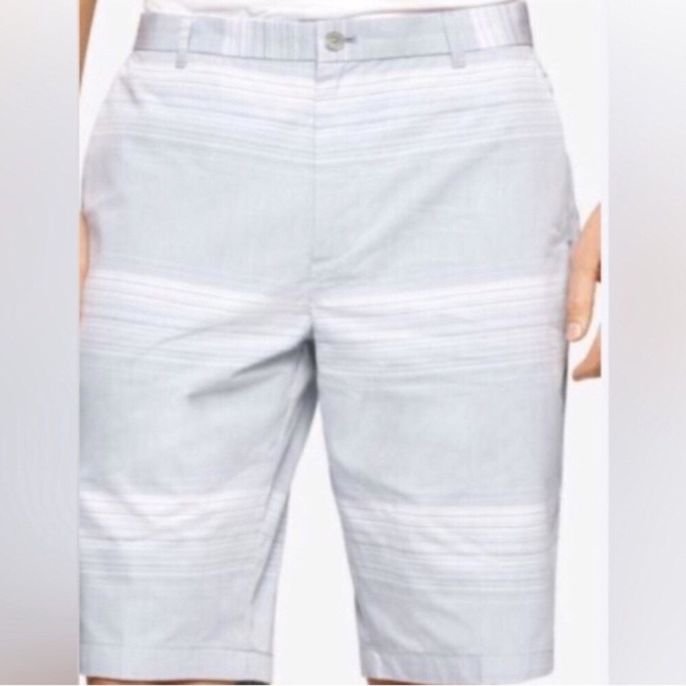 BNWT Calvin Klein Gray Striped Cotton Flat Front Shorts